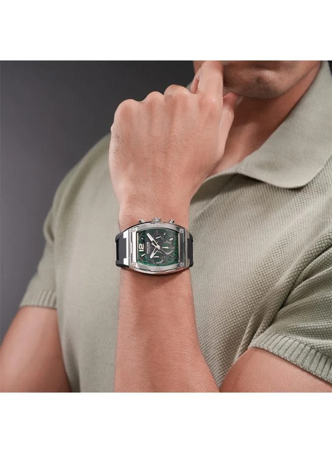 Police Green Men's Creed Green Dial Silicone Strap Chronograph Watch for Men, 42mm for Men | Best Price UAE